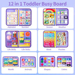 Issray Montessori Toddler Busy Board, 12-Page Educational Activity Book, 24-in-1 Learning Toy for Motor Skills