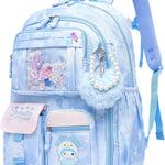 Lovely Girls Backpack School Bag for Students Kids Book Bag with Multiple Pockets Splash-proof Children's Backpack（17inch Pink）