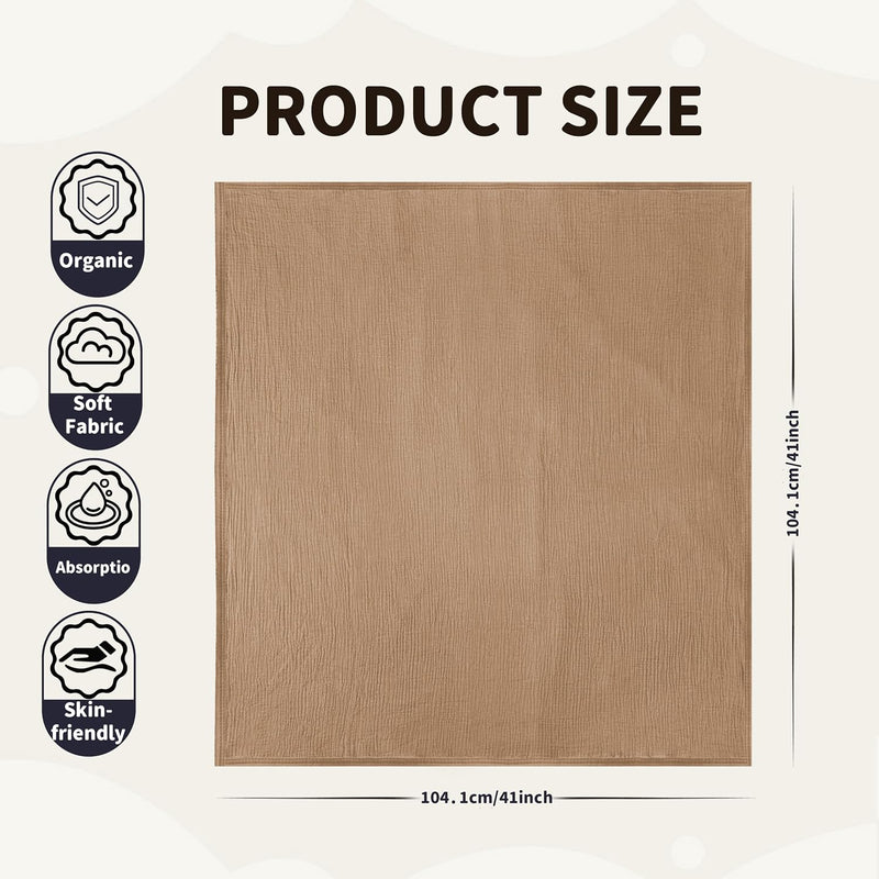 Muslin Swaddle Blankets for Newborn, 2 Pack Breathable Soft Receiving Blanket, Large 41 x 41 inches Swaddle Wrap Burping Clothes, Essentials Infant Shower Items. (Beige & Coffee)