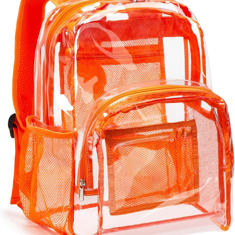Vorspack Clear Backpack Heavy Duty PVC Transparent Backpack with Reinforced Strap Stitches & Large Capacity for College Workplace Security - Black
