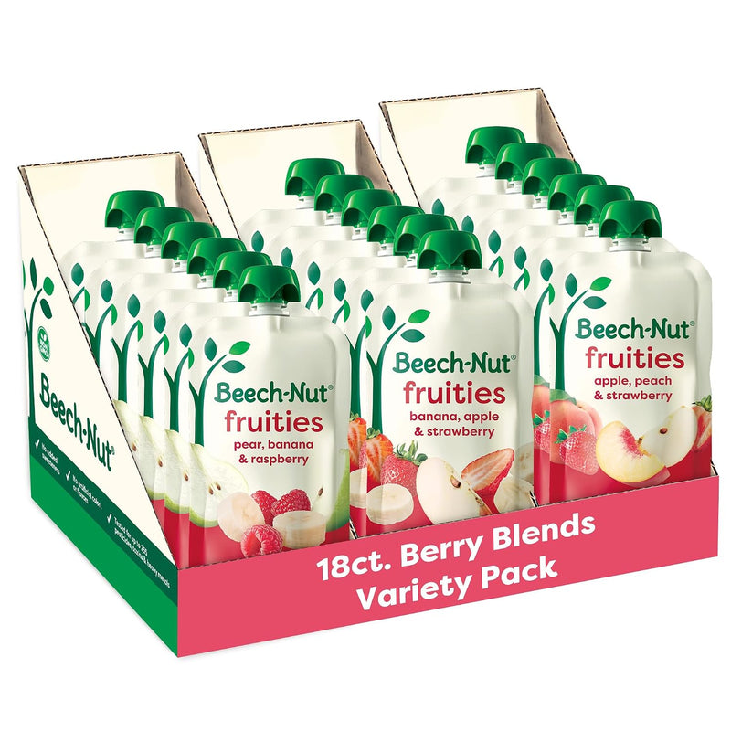 Beech-Nut Stage 2 Baby Food Pouch Variety Pack, Veggie Purees, 18 Pouches | Real Fruit & Veggies Baby Food Pouches, 1 Full Serving of Veggies Per Pouch, No Added Sweeteners, No Artificial Preservatives