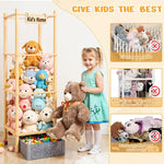 Stuffed Animal Storage with Toys Tray, 57In Large Wooden Stuffy Plushies Storage Holder Extra Large Capacity Stuffed Animals Zoo Organizer for Toddler Rooms, Playrooms & Bedrooms