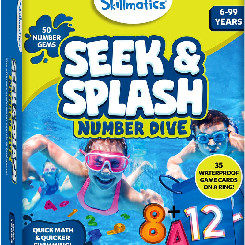 Skillmatics – Seek & Splash, Pool Dive Toys for Kids, Search & Find Game | Swimming Pool Number Dive Toy, Summer Fun & Gift for Boys & Girls Ages 6, 7, 8, 9, 10, 11 & Up, Includes 50 Colorful Gems