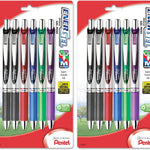 Pentel EnerGel RTX Retractable Liquid Gel Pen, (0.7mm), Medium Line, Metal Tip, Black Ink, Pack of 6 (BL77BP6A)