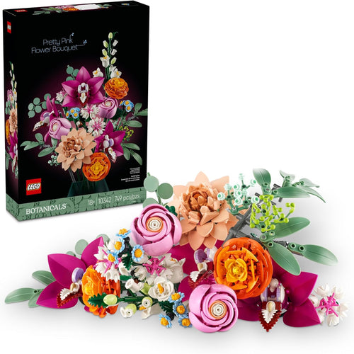 LEGO Botanicals Pretty Pink Flower Bouquet Building Set for Adults - Nature-Inspired Home Decor DIY Kit