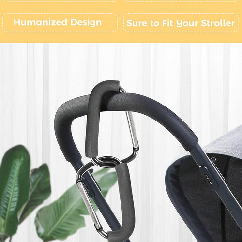Stroller Hooks, 6.3" Large Stroller Clip, 2 Pack Stroller Hooks for Hanging Bags and Shopping, Stroller Accessories for Mommy, Large Carabiner