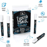 Liquid Chalk Marker Pen - White Dry Erase Marker - Chalkboard Signs, Windows, Blackboard, Glass (6 Pack) 3-6mm Reversible Tip, 3-3mm Fine Tip