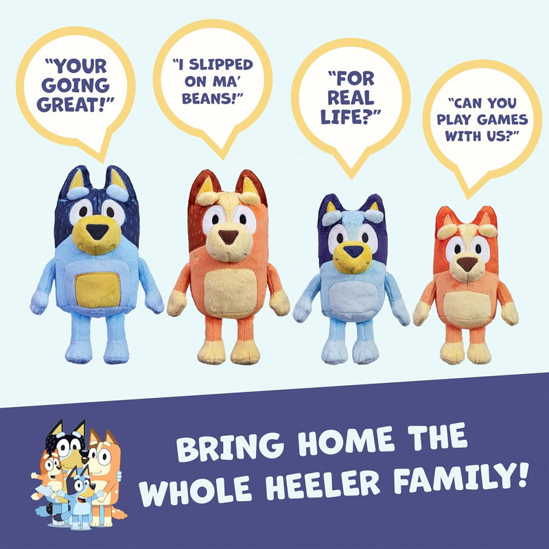 Bluey Sound Effects Talking Stuffed Plush, 13” Soft Musical Toys for Toddlers, Interactive Stuffed Animal with 9 Different Phrases, Musical Toys for Kids