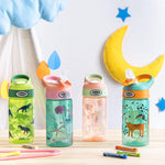 Zak Designs 16oz Riverside Kids Water Bottle with Spout Cover and Built-in Carrying Loop, Made of Durable Plastic, Leak-Proof Water Bottle Design for Travel (Unicorn & Shells, Pack of 2)