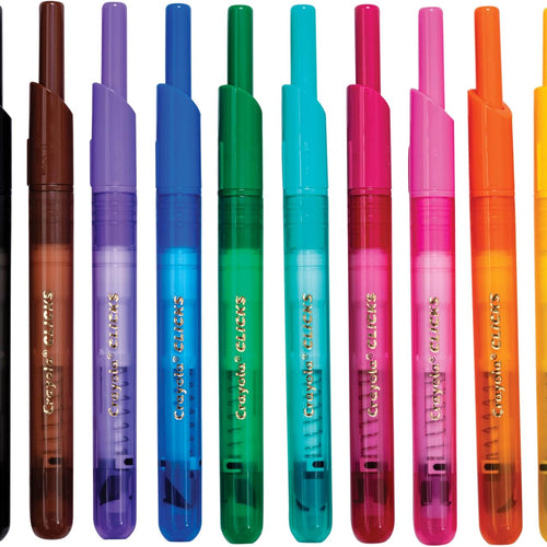 Crayola Clicks Retractable Tip Markers (10ct), Washable Cone Tip Art Marker Set, Cute Aesthetic School Supplies, Classroom Must Haves, Ages 3+
