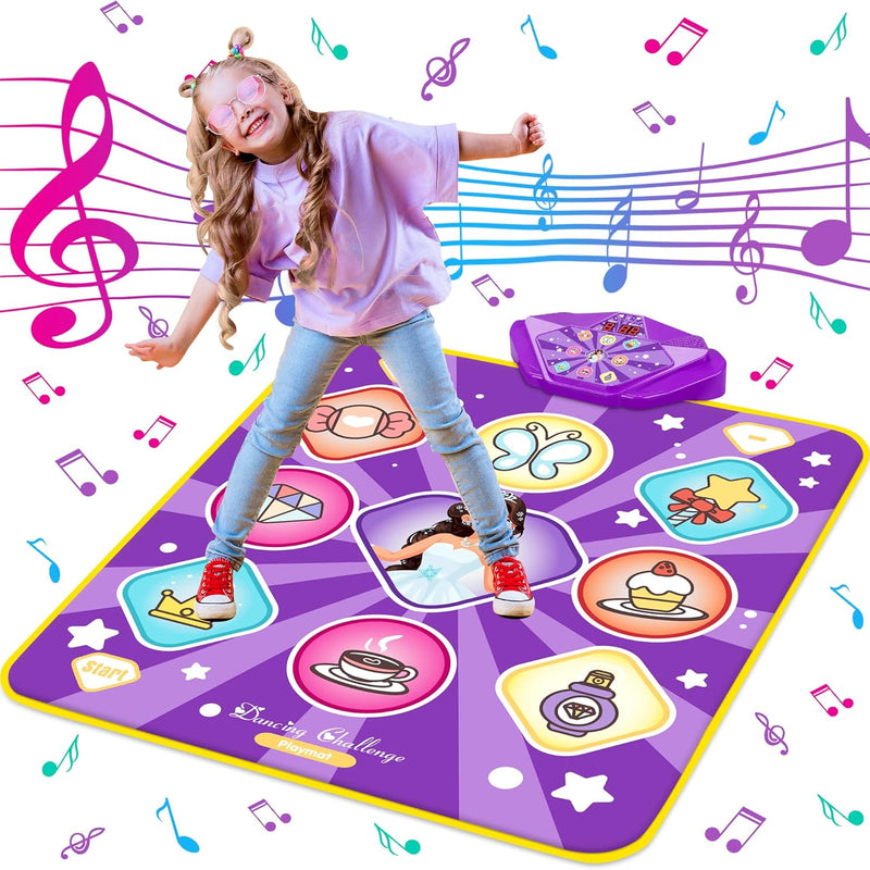 Dance Mat with LED Lights, Adjustable Volume, 5 Game Modes, Portable Music Dance Mat for Kids and Adults