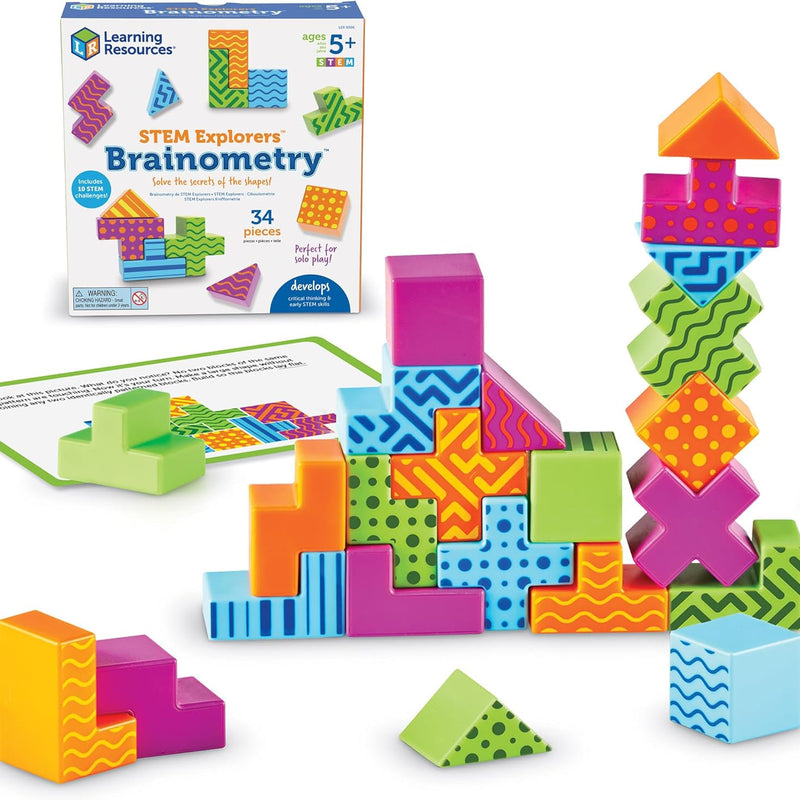 Learning Resources STEM Explorers Brainometry - 3D Puzzle, Brain Games, Fine Motor Skills, Math Manipulatives for Kids