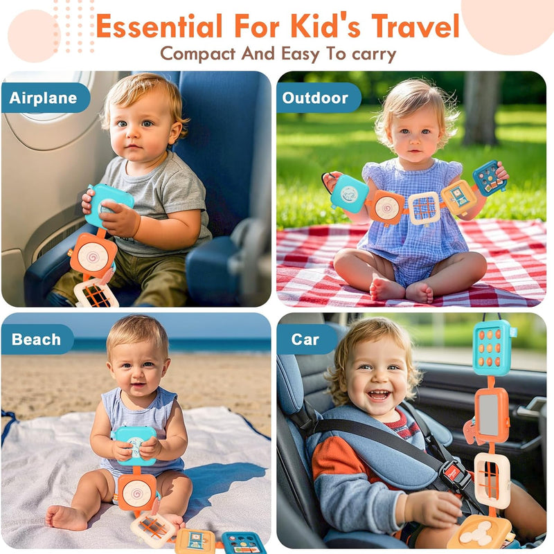 GRESEESM Busy Board Montessori Toy for 1 Year Old Boy Gifts, Travel Toys for Toddler 1-3, Sensory Activity Airplane Essential, Baby Boys Birthday Gift, Easter Basket & Stocking Stuffers