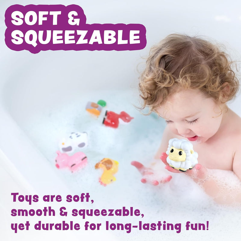 Tub Works Barnyard Mold-Free Bath Toys: Sealed, Soft & Squeezable Farm Animal Toys for Toddler Bath Time