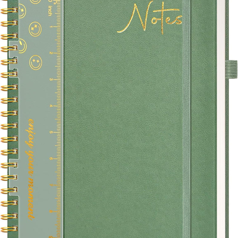 Hardcover Spiral Notebook Journal 8.5” x 11”, A4 Large Leather Notebooks for Women Men, Lined College Ruled Notebook, 50 Sheets/100 Pages, Spiral Bound Journals for Work School Note Taking, Green
