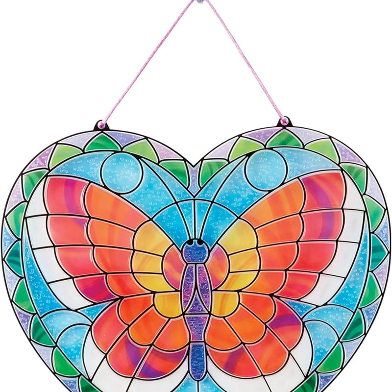 Melissa & Doug Stained Glass Made Easy Activity Kit: Butterfly - 140+ Stickers Kids Sticker Stained Glass Craft Kit; Sun Catchers for Kids Ages 5+