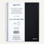 Amazon Basics College-Ruled 3-Subject Spiral Notebook, 150 Sheets, 8.5 x 11 inches, Black