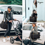 Diaper Bag Tote, Large Baby Hospital Bag for Labor Delivery Mom | Travel Diaper Tote with Changing Pad, Pacifier Case, Insulated Pockets, Luggage Sleeve, Shoulder Strap, Quilted Black