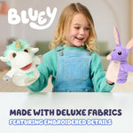 Official Bluey Unicorse & Bob Bilby Hand Puppet Plush 2-Pack | 8-9 Inch Deluxe Soft Fabric Toddler Toys with Embroidered Details for Imaginative Play & Storytime Fun.