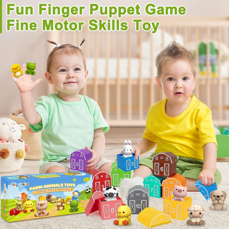 20-Piece Farm Animals Toy Set for Toddlers, Montessori Counting and Matching Fine Motor Games