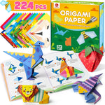 Mocoosy 224 Sheets Origami Paper Kit for Kids Ages 5-8 8-12, Folding Paper Set with Origami Book for Beginners, Art Craft Supplies for Boys Girls 9-12, Travel Game Car Road Trip Activities Toy Gifts
