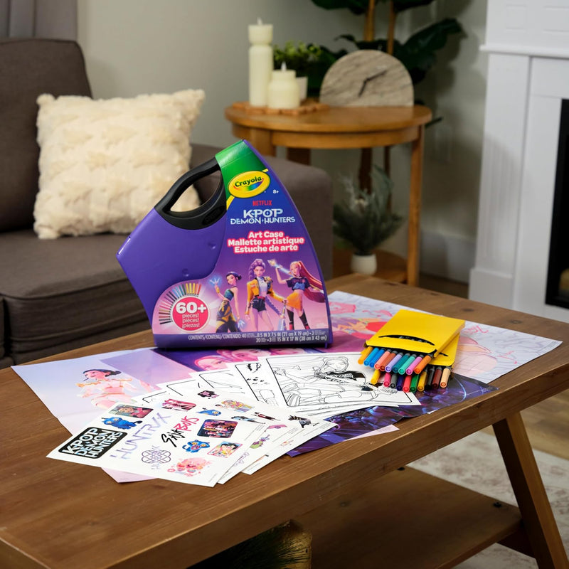 Crayola Kpop Demon Hunters Art Case (40+pcs), Coloring & Sticker Craft Kit | Arts & Crafts Kit, Holiday, Birthday Gift for Kids & Teens, Screen Free Travel Activity Set, Kpop Demon Hunters Toys, Ages 8+
