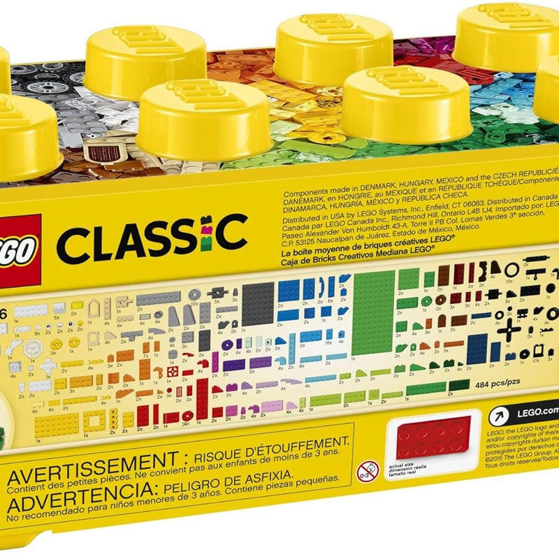 LEGO Classic Creative Brick Box 10696 Building Toy Set - 35 Colors, Storage, Train, Car, Tiger Figure, Ages 4-99