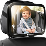 KeaBabies Baby Car Seat Mirror, Wide View, Shatterproof (Matte Black) | Backseat Infant Car Mirror for Baby Rear Facing, Crystal Clear View, Travel, Easy Install & Adjust for Removable Headrest
