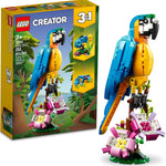 Lego Creator 3-in-1 Exotic Parrot Building Set with 3 Transformable Animal Figures for Kids Ages 7+