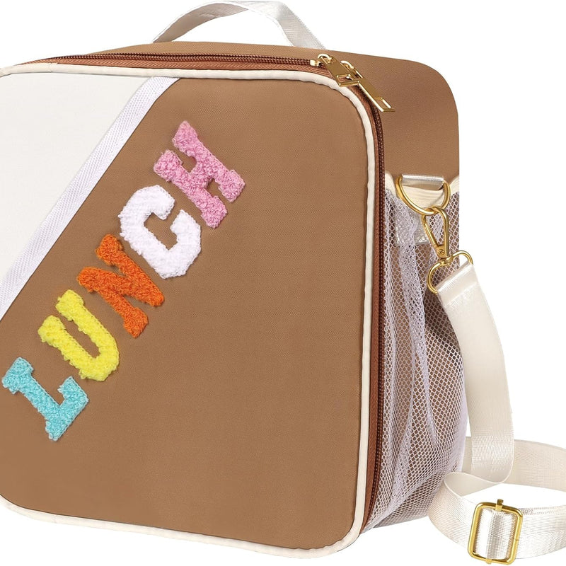 Nsrzua Lunch Bag Kids-Kids Insulated Lunch Bag with Adjustable Strap - Reusable Leakproof Lunch Box for Girls, Preppy School Lunch Tote for Travel, Picnic,School & Winter Camp