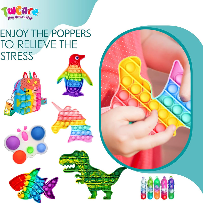 120 Pcs Fidget Toys Pack, Pop Sensory Party Favors Set Gifts for Kids Adults Boy Girl Stocking Stuffers Autistic Bulk Goodie Bag Filler Treasure Box Classroom Prizes School