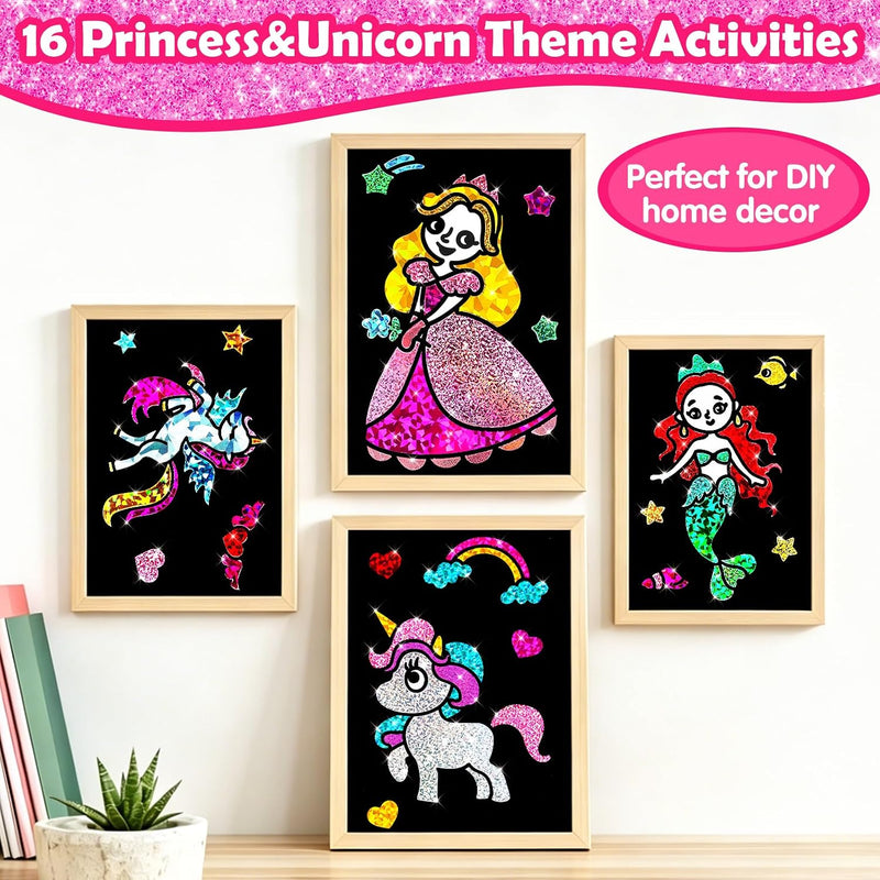 FUNNYB&G Foil Art Craft Kit for Kids, Sparkly Birthday Gift Toy for Girls