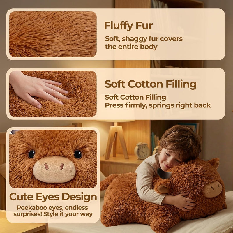 Mewaii Mom's Choice Award | 4 lbs Weighted Stuffed Animals Highland Cow - 23" Heavy Weighted Plush & Stuffy - Realistic Scottish Cow Plushy Gift for Kids & Adults - Large Cuddly Weighted Cow Toy