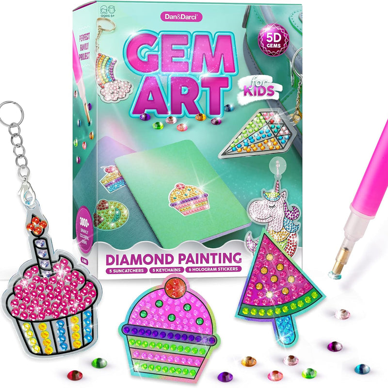 Dan&Darci diamond art kit for kids - gem painting - arts & crafts for ages 6-12 - creative gift ideas