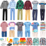 Miunana Lot 16 Items Doll Clothes & Accessories Classic Black Suit for Boy Doll Include Random 4 PCS Casual Wear + 5 PCS Dolls Pants + 3 Pairs of Shoes Laptop Water Bottles
