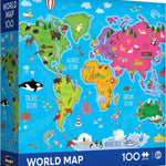 RoseArt Educational Map of USA Jigsaw Puzzle for Kids, 100 Large Durable Pieces, Fun State Illustrations, Made in USA, Learning Toy for Ages 6+, Finished Size 24 x 18 Inches.