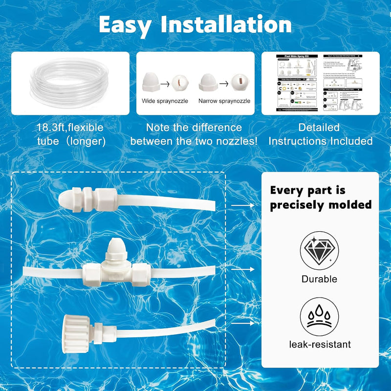 Pool Slide Water Tubing Kit, Spray Hose Kit/Parts for Inground Pool Slide, Swimming Pool Slide Water Sprayer