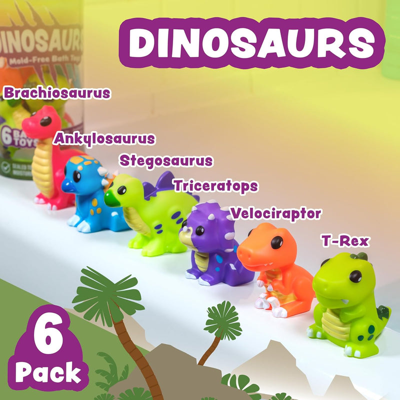 Mold-Free Dinosaur Bath Toys: Soft, Squeezable, and Float on Water for Toddlers