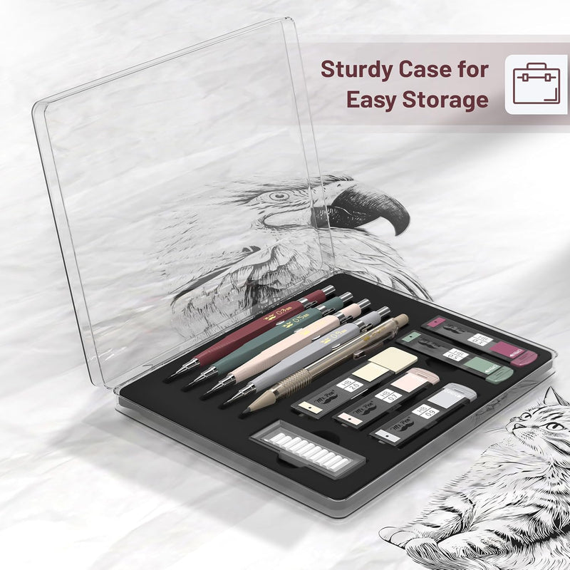Mr. Pen- Art Mechanical Pencil Set, 5 Sizes (0.3, 0.5, 0.7, 0.9, 2.0mm) | 5 HB Lead Refills & 10 Eraser Refills, Precision Drawing Pencils for Sketching, Writing & Artwork