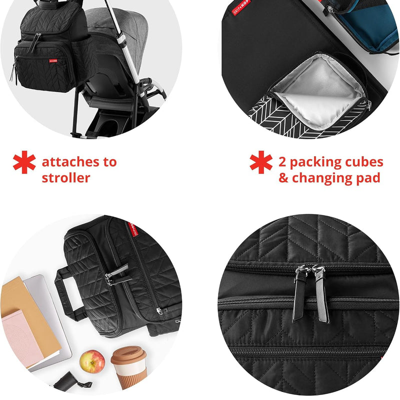 Skip Hop Diaper Bag Backpack: Forma, Multi-Function Baby Travel Bag with Changing Pad & Stroller Attachment, Sage