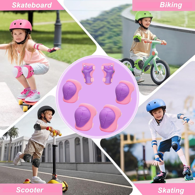 Knee Pads for Kids with Elbow Pads and Wrist Guards Set, Toddler 3-10 Years Protective Gear for Girls Boys Skating Cycling Bike Rollerblading Scooter