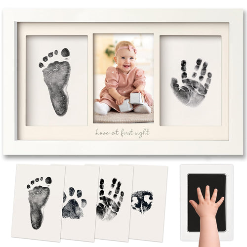 Inkless Hand and Footprint Kit, Boy Girl Newborn Keepsake (Alpine White) | No Mess Ink Pad for Baby Handprint, Clean Touch Paw Print Kit for Dog Picture Frame, Personalized Baby Christmas Shower Gifts