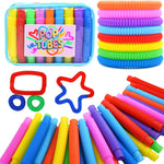Pop Tubes, 30PCS Fidget Sensory Toys, Party Favors,Birthday Gifts,Goodie Bag Stuffers, Classroom School Reward,Creative STEM Learning & Fun for Toddler Kids(10 Colors)