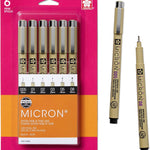 Sakura Pigma Micron, Graphic & Brush Fineline Pens, Archival Black Ink, 8 PK 30067