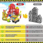 Magnetic Tiles for Kids, 56PCS Construction Magnet Tiles with Fire Truck Station, Building, Road, Crane, Car Truck - STEM Magnetic Blocks for Kids Ages 4-8, Toys for 4 5 Year Old Boys Birthday Gifts