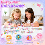 Friendship Bracelet Making Kit for Girls Toys Crafts for Kids Ages 5-12 | 5 6 7 8 9 10 11 Year Old Girl Birthday Gifts Girls Craft Toys Age 5-12, Kids Jewelry Making Kit with Charm (Butterfly&Flower)