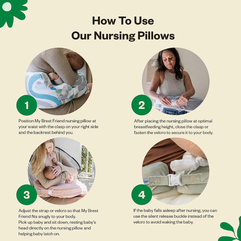 My Brest Friend Nursing Pillow - Deluxe - Enhanced Comfort w/ Slipcover - Ergonomic Breastfeeding Pillow For Ultimate Support For Mom & Baby - Adjustable Pillow W/ Handy Side Pocket, Soft Rose