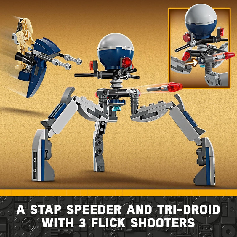 LEGO Star Wars Clone Trooper & Battle Droid Battle Pack, 4 Minifigures, 5 Figures, Speeder Bike, Gift for Kids Aged 7 and Up, 75372