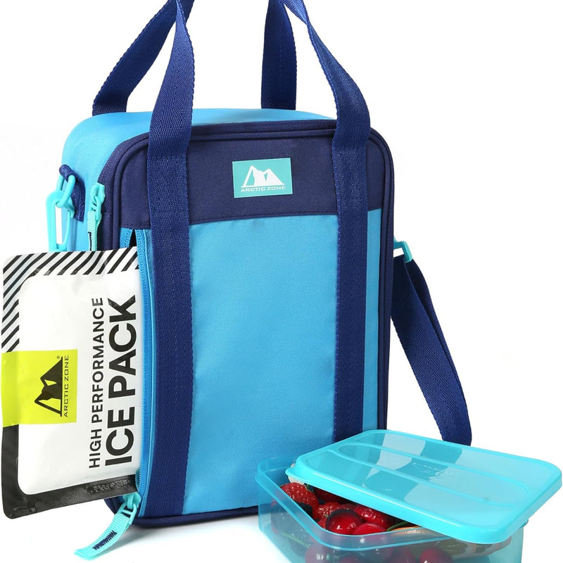 Arctic Zone Kids Lunch Box Combo with Gel Ice Pack and Sandwich Container, 2 Compartment Insulated Bucket for Travel Lunch, Unicorn Princess
