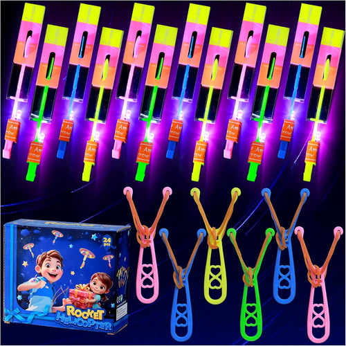 24 Sets LED Flying Toys Glow in the Dark Party Supplies for Kids 8-12, Birthday and Christmas Gifts